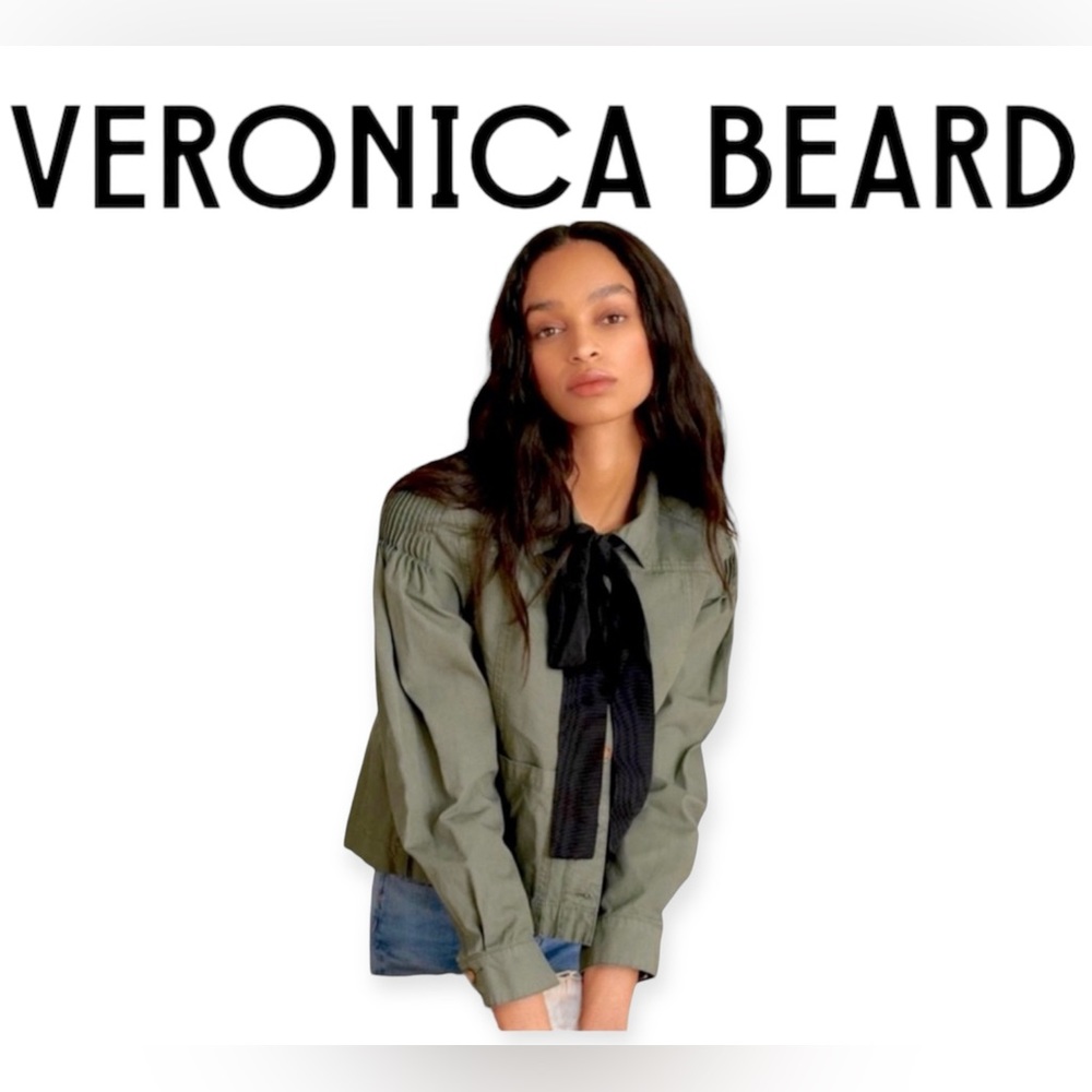 VERONICA BEARD Jeans Weslyn Olive Green Pleated Details Jacket SZ M New